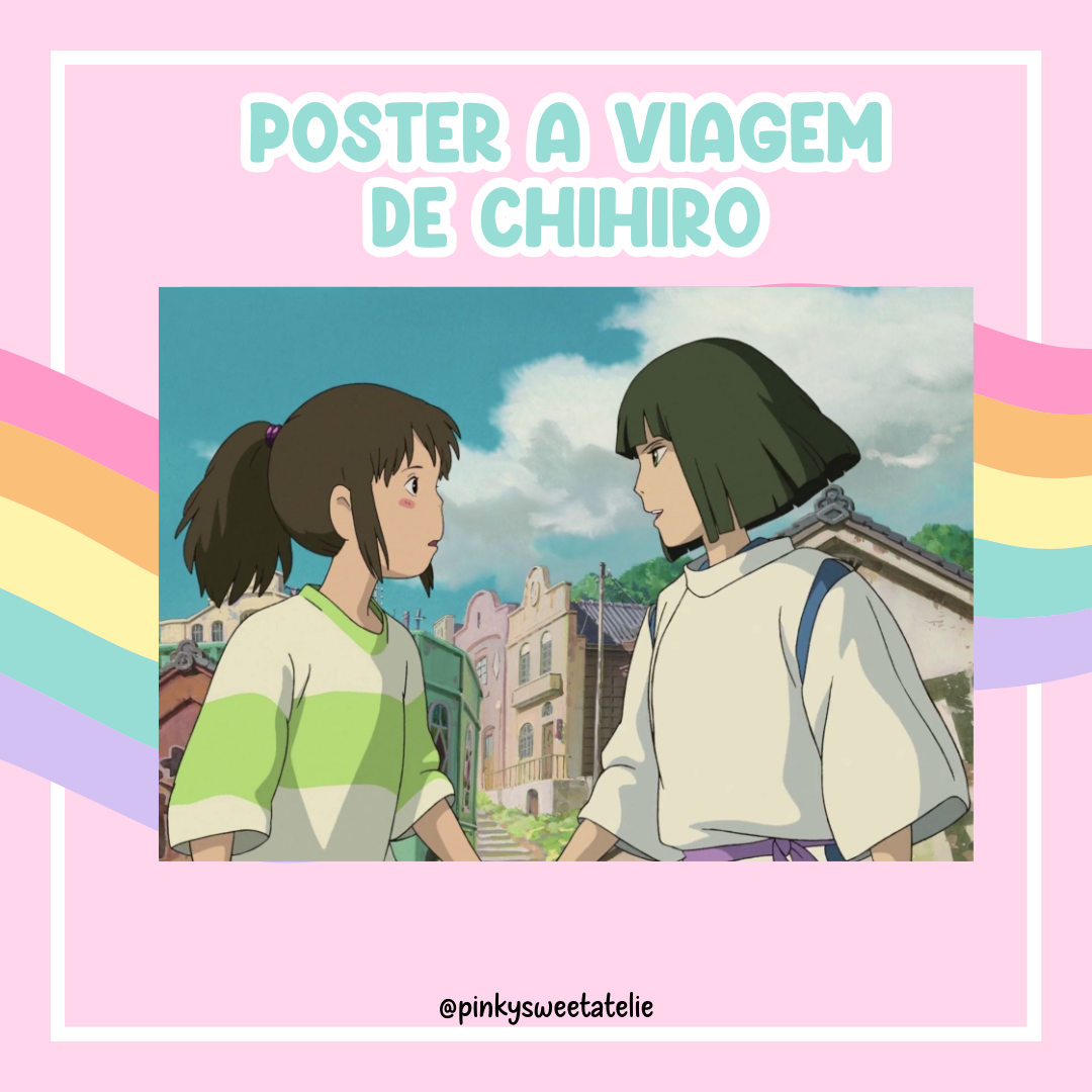 Poster A4 A Viagem de Chihiro Studio Ghibli - Haku & Chihiro | Decoração
