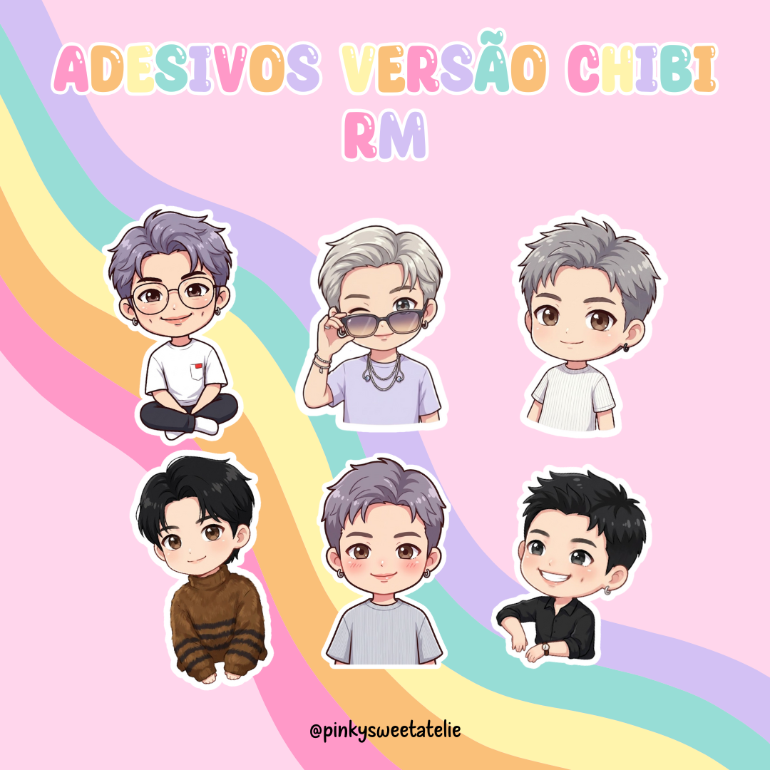Stickers RM (Kim NamJoon) | Versão Chibi | Kit com 6 Adesivos